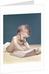 1960s Funny Baby Wearing Oversized Glasses Reading Big Book by Anonymous