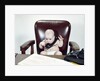 1960s Chubby Baby Sitting In Leather Office Chair Behind Desk Holding Talking On Telephone by Anonymous