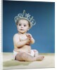 1960s Smiling Baby Wearing Rhinestone Queens Crown Or Princess Tiara by Anonymous