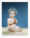 1960s Smiling Baby Wearing Rhinestone Queens Crown Or Princess Tiara by Anonymous