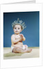 1960s Smiling Baby Wearing Rhinestone Queens Crown Or Princess Tiara by Anonymous