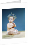 1960s Smiling Baby Wearing Rhinestone Queens Crown Or Princess Tiara by Anonymous