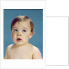 1960s Baby With Uncertain Facial Expression Deep Blue Eyes Looking Guilty Up And To The Side by Anonymous