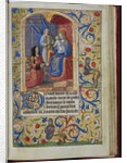 Virgin enthroned holding the child, an angel beside her from a French book of hours by Anonymous