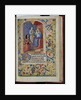 Virgin enthroned holding the child, an angel beside her from a French book of hours by Anonymous