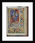 Virgin enthroned holding the child, an angel beside her from a French book of hours by Anonymous