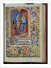 Virgin enthroned holding the child, an angel beside her from a French book of hours by Anonymous