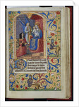 Virgin enthroned holding the child, an angel beside her from a French book of hours by Anonymous