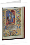 Virgin enthroned holding the child, an angel beside her from a French book of hours by Anonymous