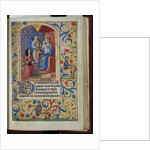 Virgin enthroned holding the child, an angel beside her from a French book of hours by Anonymous