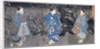 An oban triptych depicting a nocturnal scene with three Bijin by Utagawa Kuniyoshi