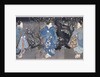 An oban triptych depicting a nocturnal scene with three Bijin by Utagawa Kuniyoshi