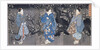 An oban triptych depicting a nocturnal scene with three Bijin by Utagawa Kuniyoshi
