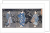 An oban triptych depicting a nocturnal scene with three Bijin by Utagawa Kuniyoshi