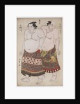 Full-length portraits of wrestlers from the Eastern Group, Uzugafuchi on the right and Onogawa on the left by Katsukawa Shunsho