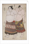 Full-length portraits of wrestlers from the Eastern Group, Uzugafuchi on the right and Onogawa on the left by Katsukawa Shunsho