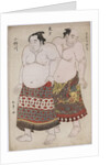 Full-length portraits of wrestlers from the Eastern Group, Uzugafuchi on the right and Onogawa on the left by Katsukawa Shunsho