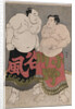 Full-length portraits of the wrestlers Onogawa Kisaburo, on the right and Tanizake Kajinosuke on the left by Katsukawa Shunko