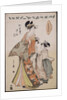 A full-length portrait of the courtesan Somenosuke accompanied by two Kamuro by Chobunsai Eishi