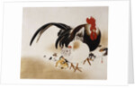 Cockerel, Hen and Chicks by Shibata Zeshin