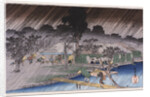 Twilight Shower at Tadasu Bank by Ando Hiroshige from the series 'Famous Places of Kyoto' by Anonymous