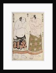 Full-length portraits of wrestlers of the Western Group, depicting Sekinoto Hachiroji on the right and Dewanoumi Kinzo on the left by Katsukawa Shunsho