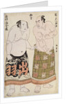Full-length portraits of wrestlers of the Western Group, depicting Sekinoto Hachiroji on the right and Dewanoumi Kinzo on the left by Katsukawa Shunsho