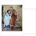 Oedipus and Antigone. Engraving by Anonymous