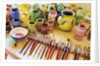 Paint brushes and colored paints by Anonymous