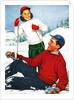 Happy Young Skiers Playing on the Slopes by Anonymous