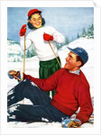 Happy Young Skiers Playing on the Slopes by Anonymous