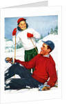Happy Young Skiers Playing on the Slopes by Anonymous