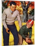 Father and Son Playing Football by Anonymous