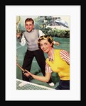 Sister and Brother Playing Tennis by Anonymous