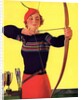 Woman Archer Takes Aim with Her Bow and Arrow by Anonymous