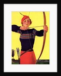 Woman Archer Takes Aim with Her Bow and Arrow by Anonymous