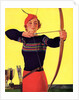 Woman Archer Takes Aim with Her Bow and Arrow by Anonymous