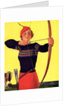 Woman Archer Takes Aim with Her Bow and Arrow by Anonymous