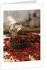 Star anise and red pepper corns around a rustic mason jar by Anonymous