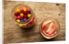 Bubble gum balls and teeth candy in mason jars by Anonymous