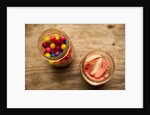 Bubble gum balls and teeth candy in mason jars by Anonymous