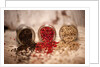 Black, red, and white pepper corns in rustic mason jars by Anonymous