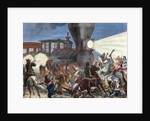 Union Pacific train attacked by Indians. USA by Anonymous