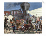 Union Pacific train attacked by Indians. USA by Anonymous