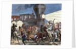 Union Pacific train attacked by Indians. USA by Anonymous