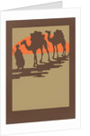 Woodcut of camels and nomad by Anonymous