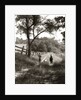 1930s boy and girl in straw hats walking down farm road by Anonymous