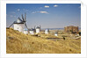 Antique La Mancha windmills and castle in Consuegra, Spain by Anonymous