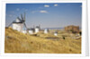 Antique La Mancha windmills and castle in Consuegra, Spain by Anonymous