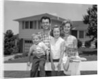 1960s family portrait in front of horse by Anonymous